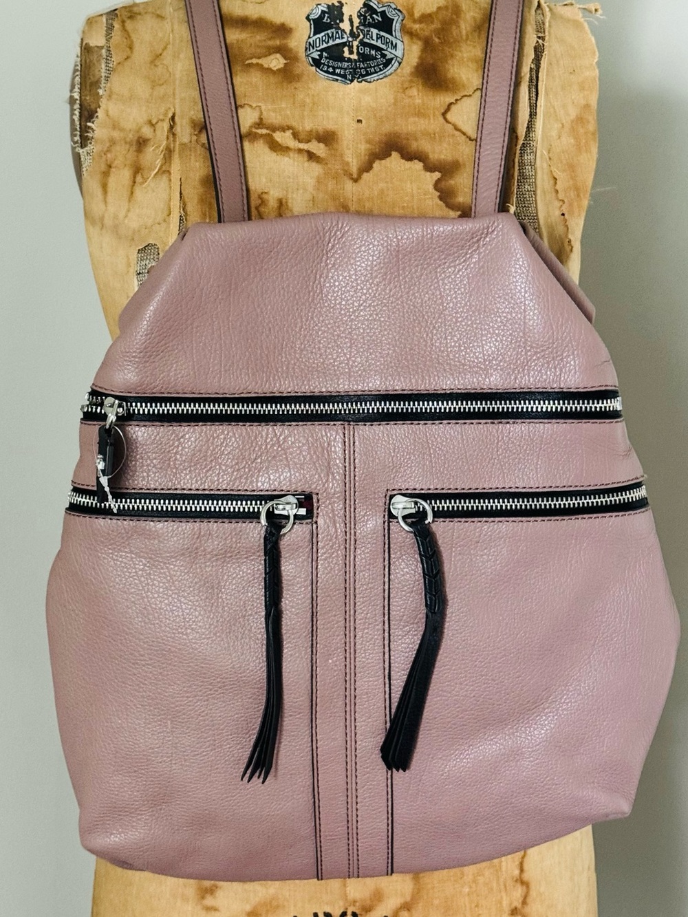 ORYANY Chloe Pebbled Leather Backpack in Dusty Rose - Picture 9 of 9